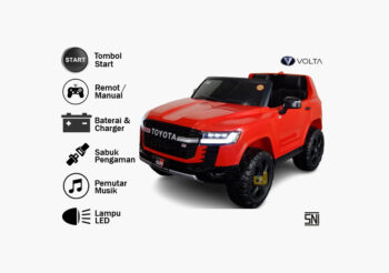 mobil aki land cruiser 5077, merah