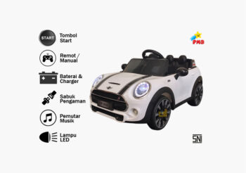 nekadoo - Toko mainan mobil aki mini cooper m-7188 putih di Kota Probolinggo