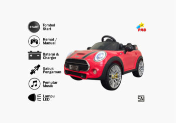 Anekadoo - Toko mainan mobil aki mini cooper m-7188B merah di Kota Probolinggo