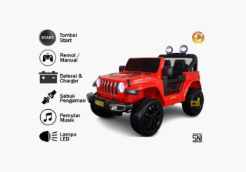 mobil aki jeep pj-8601, merah