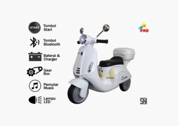 Motor aki mini vespa emt-2247, putih